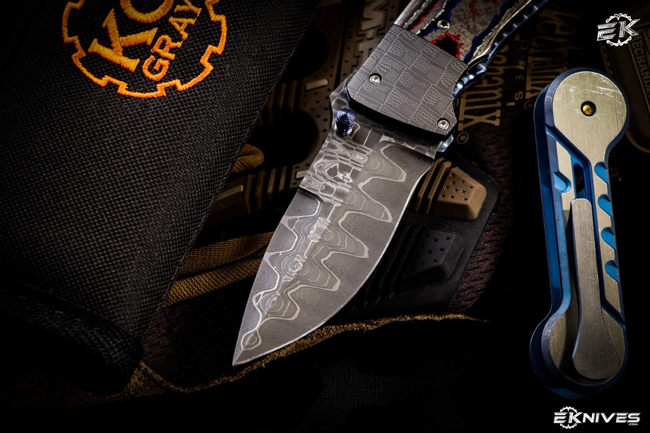 KC Gray "Mod-0" Camo Carbon 3" Snake Skin San Mai 5 KC Gray "Mod-0" Camo Carbon 3" Snake Skin San Mai - Image 3