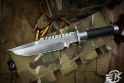 Marfione Custom Interceptor Black Wrap Fixed Blade 7" Bowie Hand Rubbed