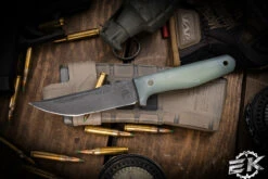 Jason Knight Forge Studio Tanto Fixed Blade Jade G10 4.25" Acid Wash