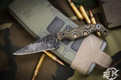 Stroup Knives MINI Fixed Blade Knife Camo G10 3" Acid Wash Carved Pike