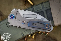 Medford Praetorian Genesis "T" Folding Knife Tumbled Titanium, Flamed HW/Clip 3.3" Drop Point Tumbled -Best Knifes Shop MK029STD 01TM TFCF BN 1 2 24356.1688749580