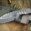 Medford Praetorian Genesis "T" Folding Knife Tumbled Titanium, Flamed HW/Clip 3.3" Drop Point -Best Knifes Shop MK029STD 01TM TFCF BN 2 36637.1688749695