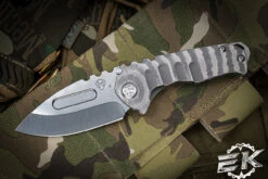 Medford Praetorian Genesis "T" Folding Knife "Tremors Bark" Sculpted Titanium 3.3" Drop Point Tumbled
