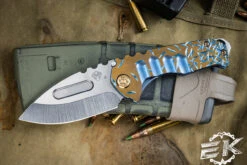 Medford Praetorian Genesis "T" Folding Knife Blue/Bronze "Jasmine Fade" Sculpted Titanium 3.3" Drop Point Tumbled
