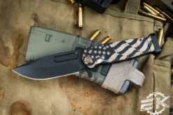 Medford USMC FF Fighter Flipper Knife Titanium PVD, Gold "American Flag" 4.25" Black PVD