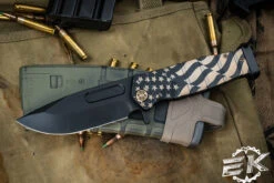 Medford USMC FF Fighter Flipper Knife Titanium PVD/Gold "American Flag" 4.25" Black PVD