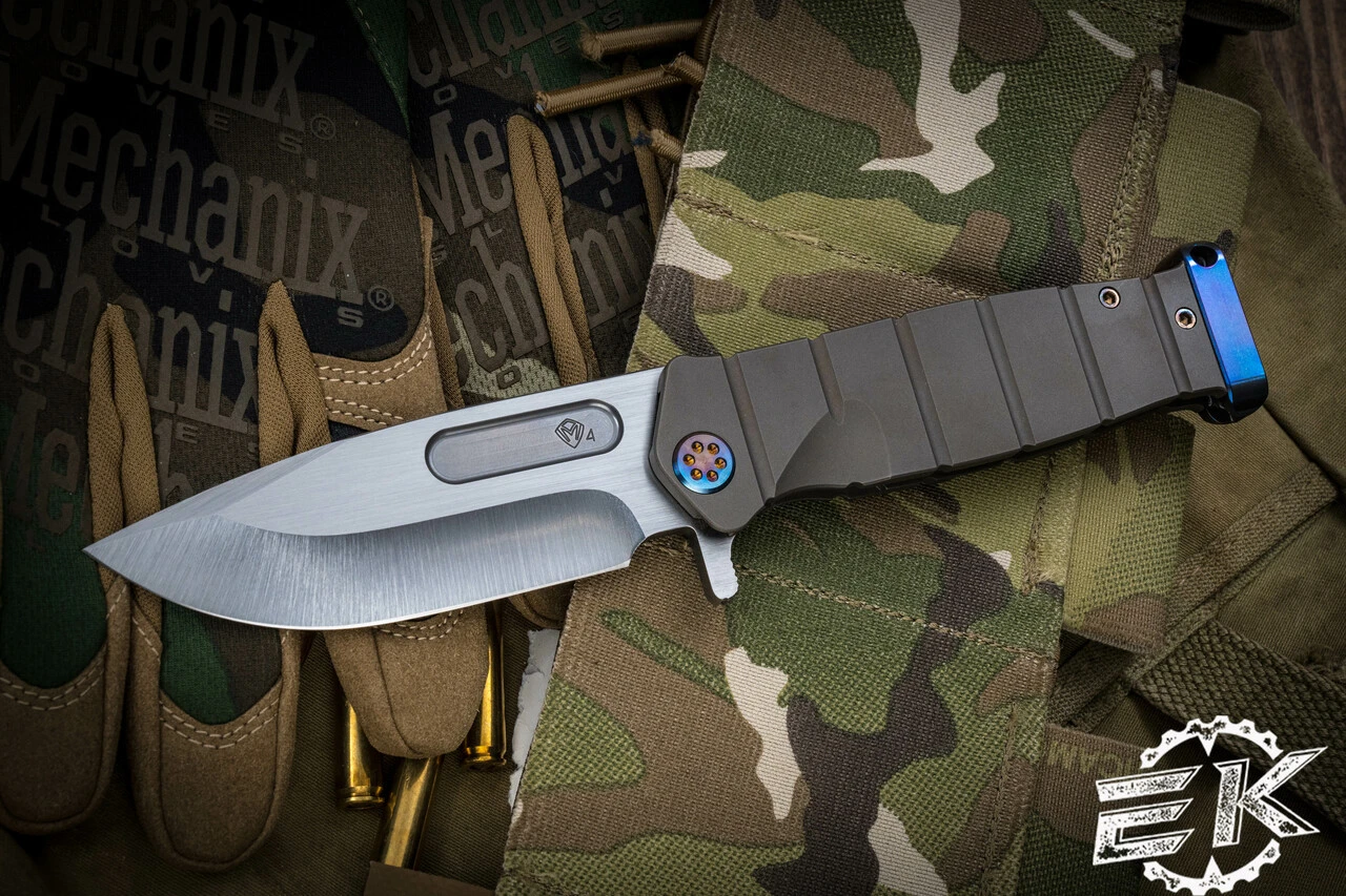 Medford USMC FF Fighter Flipper Knife Bronze Titanium 4.25" Tumbled/Satin Flats 3 Medford USMC FF Fighter Flipper Knife Bronze Titanium 4.25" Tumbled/Satin Flats