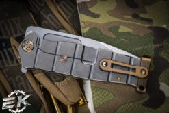 Medford USMC FF Fighter Flipper Knife Titanium, Bronze HW/Clip 4.25" Tumbled -Best Knifes Shop MK204STQ 01TM T1C1 P1 2 64314.1688144876