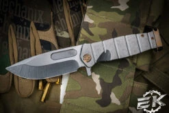 Medford USMC FF Fighter Flipper Knife Titanium, Bronze HW/Clip 4.25" Tumbled