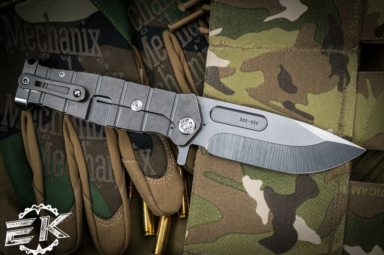 Medford USMC FF Fighter Flipper Knife Tumbled Titanium 4.25" Drop Point Tumbled 4 Medford USMC FF Fighter Flipper Knife Tumbled Titanium 4.25" Drop Point Tumbled - Image 2
