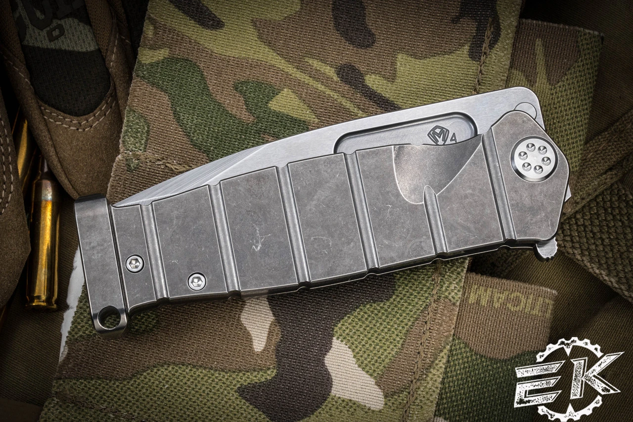 Medford USMC FF Fighter Flipper Knife Tumbled Titanium 4.25" Drop Point Tumbled 5 Medford USMC FF Fighter Flipper Knife Tumbled Titanium 4.25" Drop Point Tumbled - Image 3