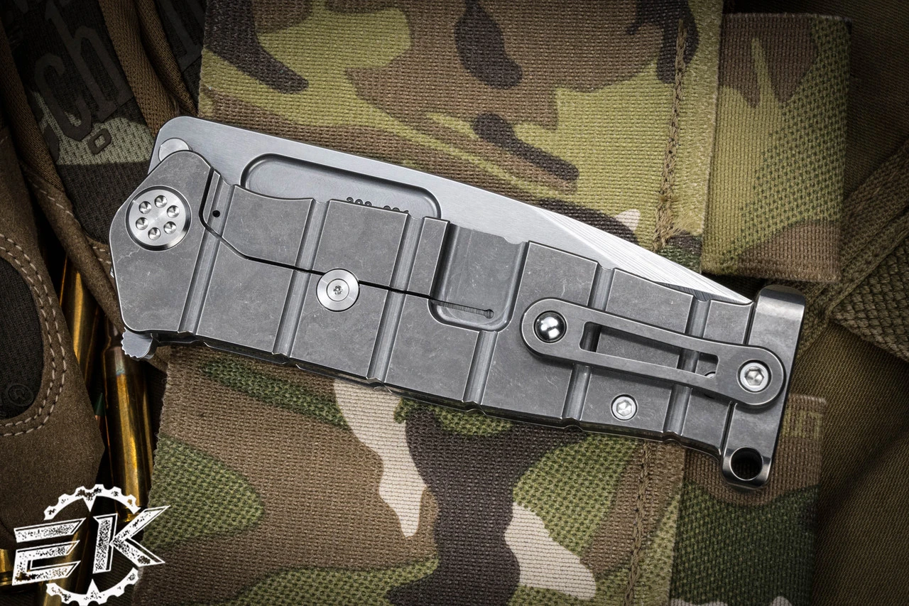 Medford USMC FF Fighter Flipper Knife Tumbled Titanium 4.25" Drop Point Tumbled 6 Medford USMC FF Fighter Flipper Knife Tumbled Titanium 4.25" Drop Point Tumbled - Image 4