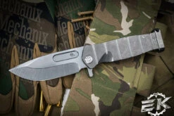 Medford USMC FF Fighter Flipper Knife Tumbled Titanium 4.25" Drop Point Tumbled