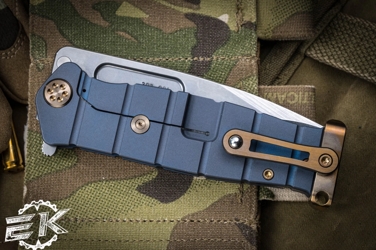 Medford USMC FF Fighter Flipper Knife Blue Titanium 4.25" Drop Point Tumbled 5 Medford USMC FF Fighter Flipper Knife Blue Titanium 4.25" Drop Point Tumbled - Image 3