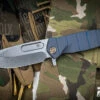 Medford USMC FF Fighter Flipper Knife Blue Titanium 4.25" Drop Point Tumbled -Best Knifes Shop MK204STQ 37A2 T1C1 P1 3 33649.1688204873