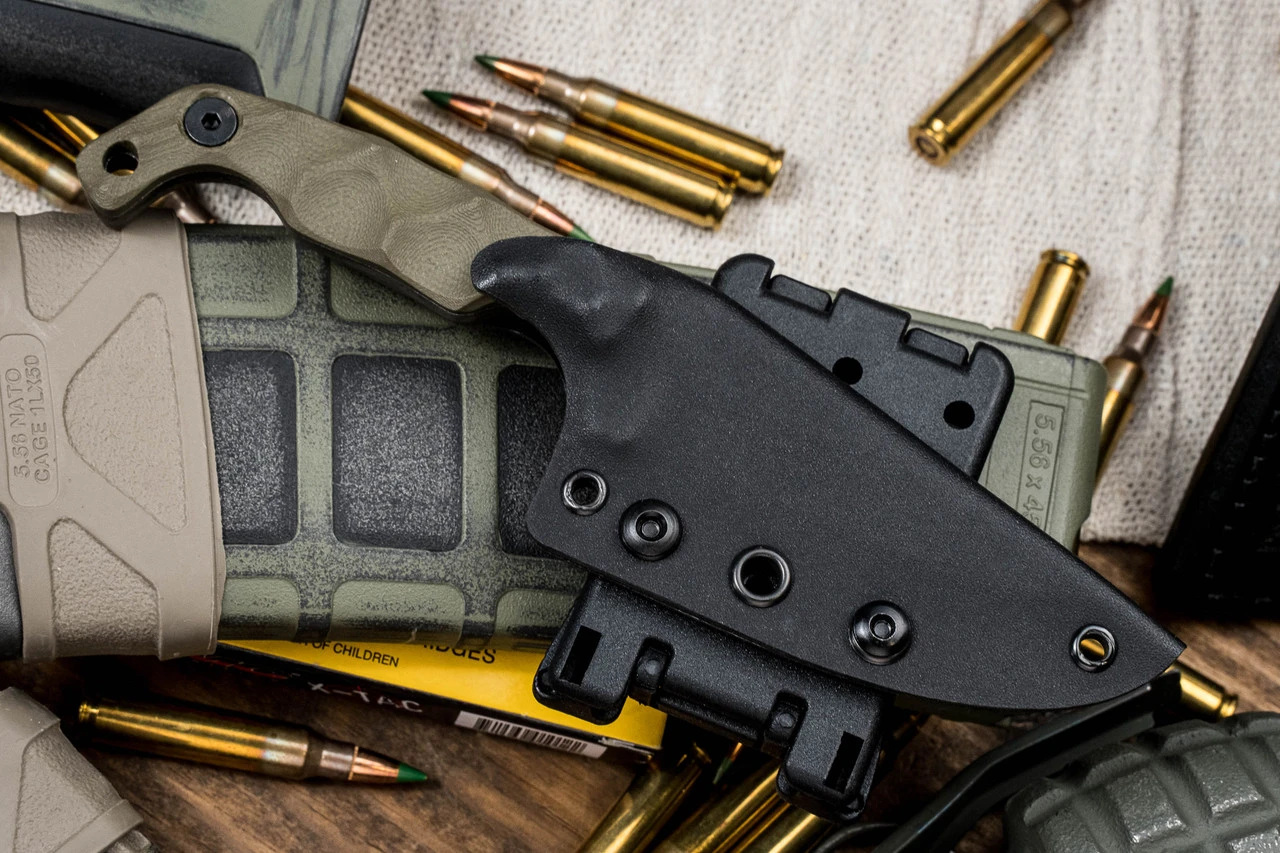 Stroup Knives MINI Fixed Blade Knife OD Green G10 3" Acid Wash Carved Pike 5 Stroup Knives MINI Fixed Blade Knife OD Green G10 3" Acid Wash Carved Pike - Image 3