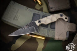 Stroup Knives MINI MOD 1 Fixed Blade Knife Tan G10 3" Acid Wash Drop Point