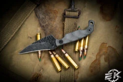 Stroup Knives MINI MOD 2 Fixed Blade Knife Grey G10 3" Acid Wash Pikal Reverse Edge