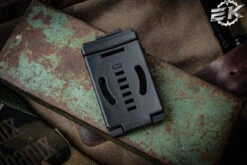 Bastinelli Knives Grumpy Black Micarta Scythe Fixed Blade 4" Black Serrated Spine -Best Knifes Shop Mounting Clip 2 97377.1670967620