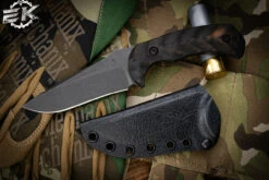 Toor Knives Mullet Fixed Blade Knife Textured Ebony Wood 4.0" Drop Point Black