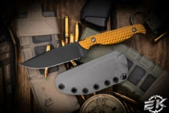 Toor Knives Mutiny Bounty Gold Fixed Blade Knife 4" Drop Point Black