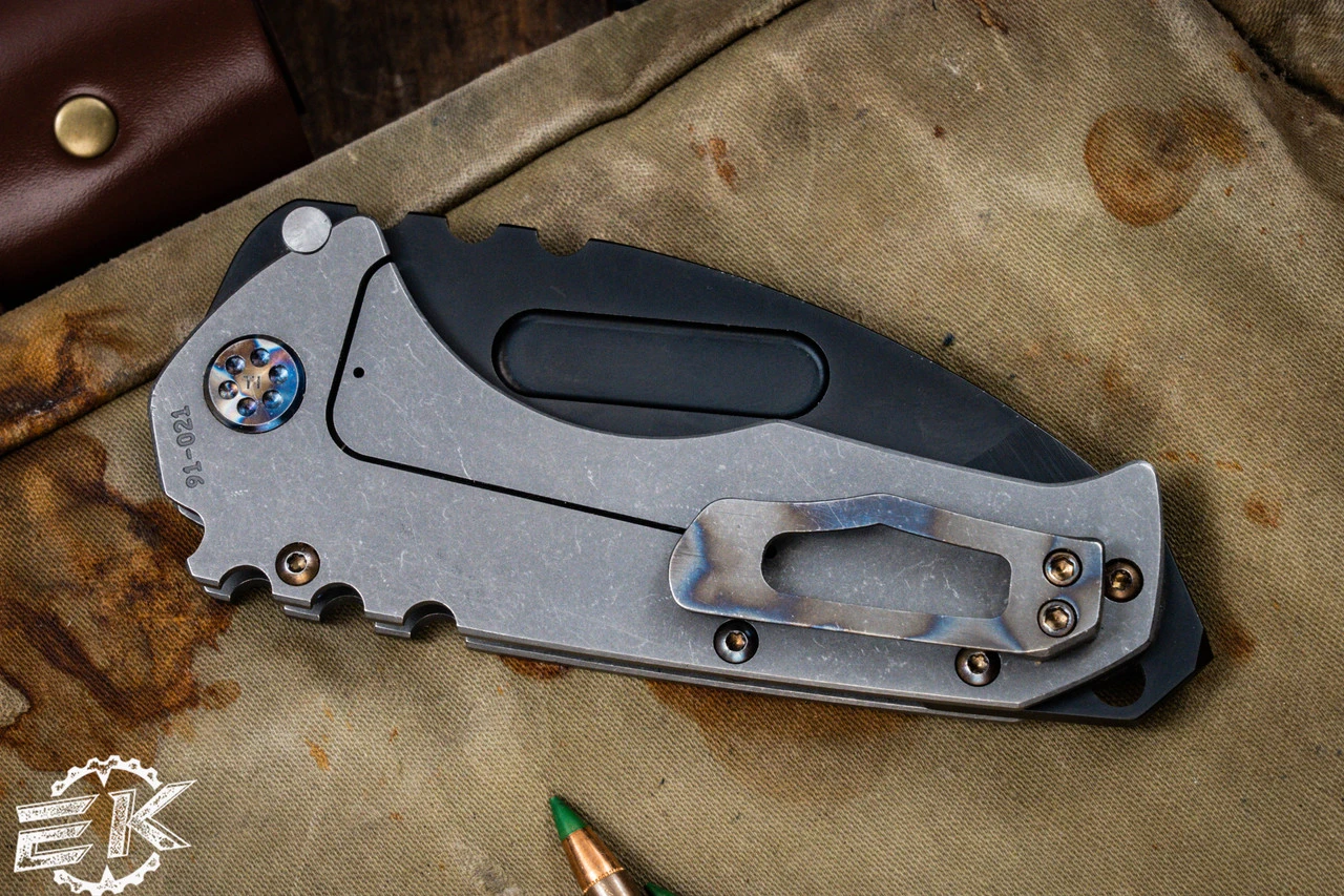 Medford Praetorian "T" Folding Knife Tumbled Titanium 3.75" PVD Tanto (Preowned) 6 Medford Praetorian "T" Folding Knife Tumbled Titanium 3.75" PVD Tanto (Preowned) - Image 4