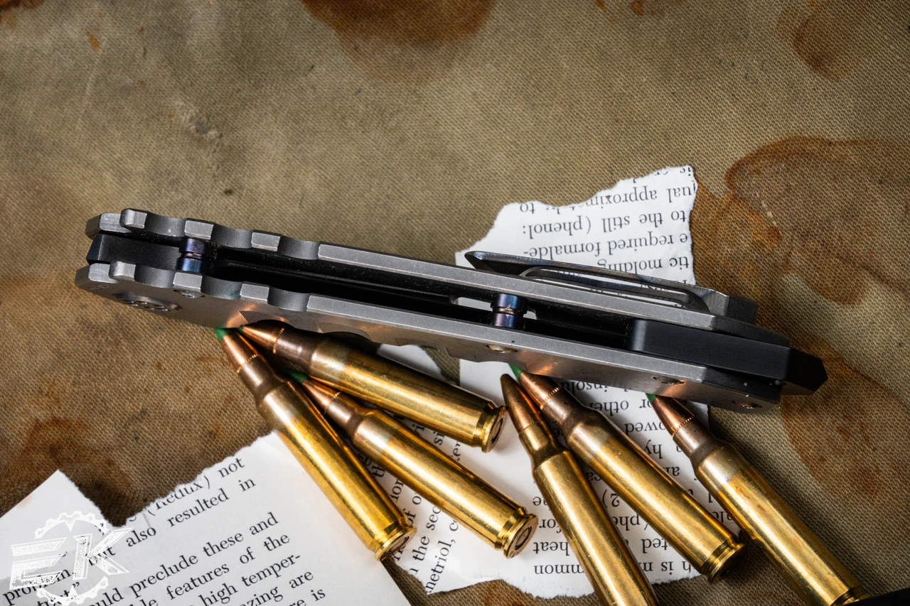 Medford Praetorian "T" Folding Knife Tumbled Titanium 3.75" PVD Tanto (Preowned) 7 Medford Praetorian "T" Folding Knife Tumbled Titanium 3.75" PVD Tanto (Preowned) - Image 5