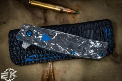 Benchmade Oeser "Tengu" Knife/Tool Combo Marble Carbon Fiber Flipper Knife 2.8" Tanto Damasteel 601-211 (Preowned) -Best Knifes Shop PO SELL 4 2 32951.1687624236