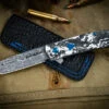 Benchmade Oeser "Tengu" Knife/Tool Combo Marble Carbon Fiber Flipper Knife 2.8" Tanto Damasteel 601-211 (Preowned) -Best Knifes Shop PO SELL 4 4 31641.1687624287