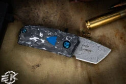 Benchmade Oeser "Tengu" Knife/Tool Combo Marble Carbon Fiber Flipper Knife 2.8" Tanto Damasteel 601-211 (Preowned) -Best Knifes Shop PO SELL 5 2 16936.1687624249