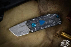 Benchmade Oeser "Tengu" Knife/Tool Combo Marble Carbon Fiber Flipper Knife 2.8" Tanto Damasteel 601-211 (Preowned) -Best Knifes Shop PO SELL 5 6 56485.1687624267