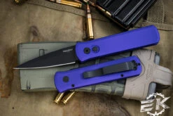 ProTech Godson Purple Automatic Folding Knife 3.15" Spear Point Black 721-PURPLE