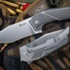Reate Knives Reate Tashi Bharucha T3500 Flipper Knife Bead Blast Titanium 3.5" M390 Satin -Best Knifes Shop RK T3500 TIBB 30626.1683753747