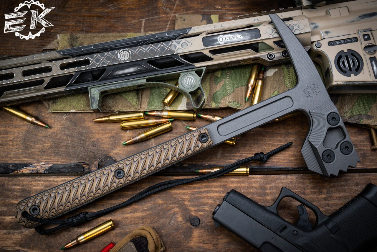 RMJ Tactical "Cuddles" Warhammer W/ Spike, Hyena Brown G10 13" Tungsten 4 RMJ Tactical "Cuddles" Warhammer W/ Spike, Hyena Brown G10 13" Tungsten - Image 2