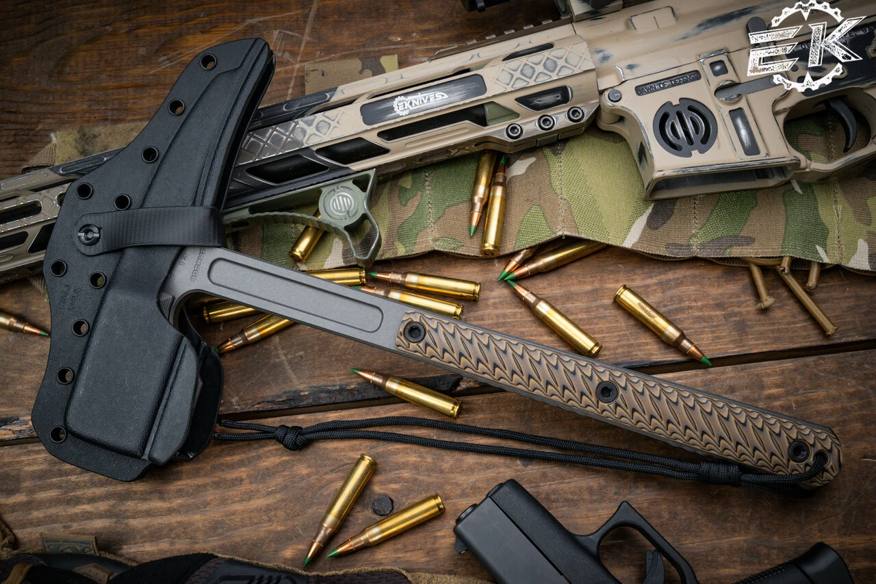 RMJ Tactical "Cuddles" Warhammer W/ Spike, Hyena Brown G10 13" Tungsten 8 RMJ Tactical "Cuddles" Warhammer W/ Spike, Hyena Brown G10 13" Tungsten - Image 6