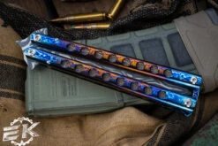 Sergey Rogovets Custom B2 Kris Balisong Timascus 5" XHP Core Damascus -Best Knifes Shop SR B2 KRIS XHP 2 24297.1690901690