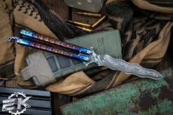 Sergey Rogovets Custom B2 Kris Balisong Timascus 5" XHP Core Damascus -Best Knifes Shop SR B2 KRIS XHP 08200.1690901692
