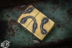 Sergey Rogovets Custom Zippo Lighter Brass Barbwire -Best Knifes Shop SR ZIP BWBSS 6 35646.1687448500