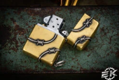 Sergey Rogovets Custom Zippo Lighter Brass Barbwire -Best Knifes Shop SR ZIP BWBSS 87268.1687448424