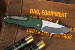 Medford Smooth Criminal Button Lock Flipper Knife Hunter Green 3" S45VN Tumbled -Best Knifes Shop Smooth Criminal S45VN Tum Std Green Green Bronze Bronze 2 46484.1666112656