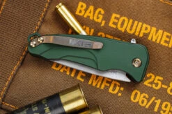 Medford Smooth Criminal Button Lock Flipper Knife Hunter Green 3" S45VN Tumbled -Best Knifes Shop Smooth Criminal S45VN Tum Std Green Green Bronze Bronze Closed 2 86908.1666112660
