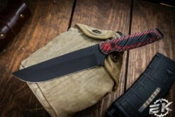 Toor Knives Field 1.0 Blood Red Wood Fixed Blade Knife 6.0" Black -EKnives "EKclusive"