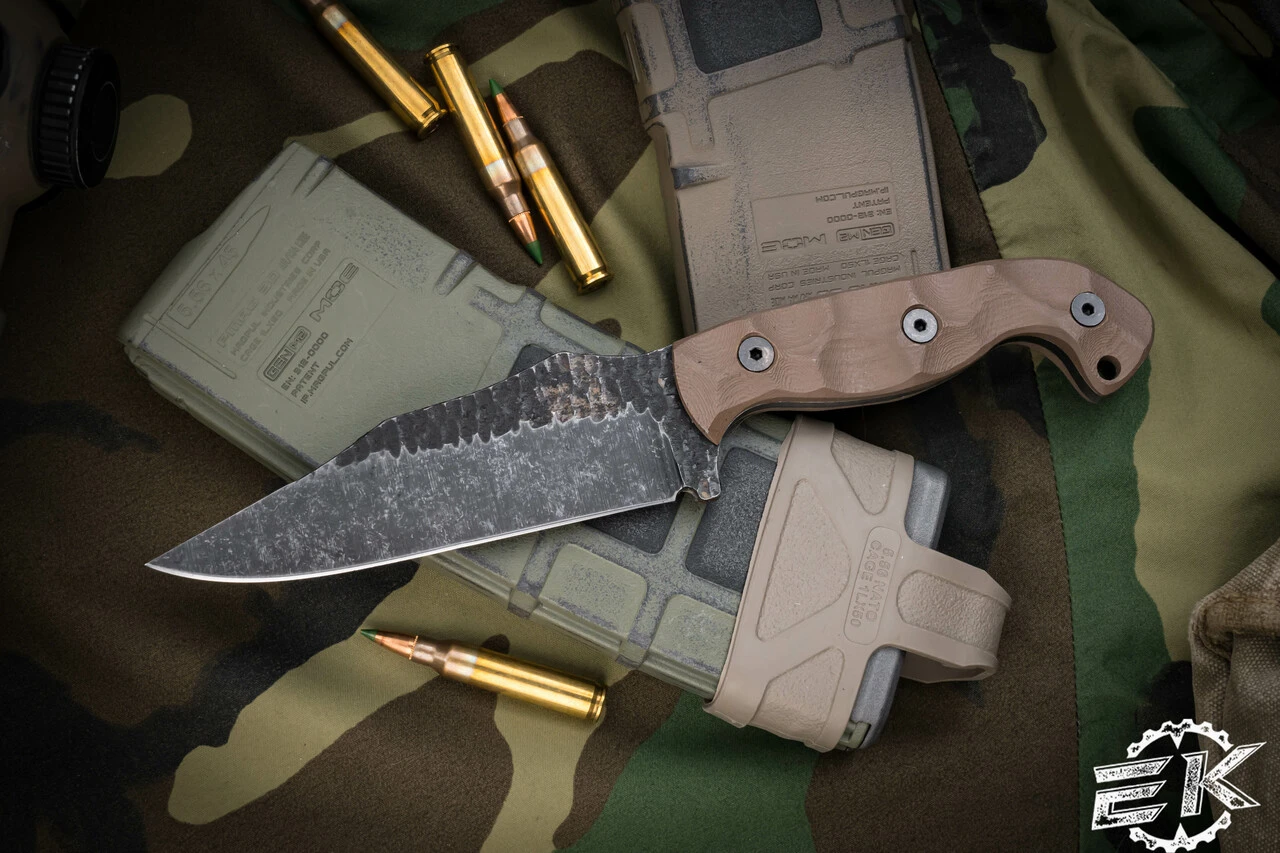 Stroup Knives TU1 Fixed Blade Knife FDE G10 4.5" Acid Wash Clip Point 3 Stroup Knives TU1 Fixed Blade Knife FDE G10 4.5" Acid Wash Clip Point