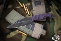 Stroup Knives TU1 Fixed Blade Knife Purple G10 4.5" Acid Wash Clip Point