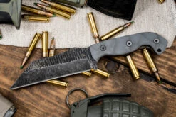 Stroup Knives TU3 "The Viking" Fixed Blade Knife Grey G10 4.75" 1095 Carved Wharncliffe