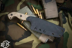 Stroup Knives TU3 "The Viking" Fixed Blade Knife Tan G10 4.75" Acid Wash Carved Wharncliffe -Best Knifes Shop TU3 TAN G10 2 62436.1678075480