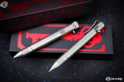 Chaves Knives Ultramar "Bolt Action" Pen Titanium Solid Sleeve 4.85" Skull Clip