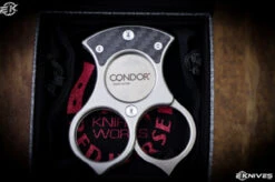 Red Horse Knife Works "Condor" Cigar Cutter CF Inlay M390 Satin Blade