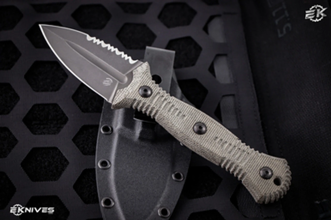 Bastinelli Knives "Telum" Fixed Blade Knife Green Micarta 2.75"M390 Dark Stonewash Serrated 5 Bastinelli Knives "Telum" Fixed Blade Knife Green Micarta 2.75"M390 Dark Stonewash Serrated - Image 3