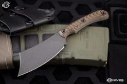 RMJ Tactical "Jackdaw" Hyena Brown Fixed Blade 3.5" Tungsten Cerakote